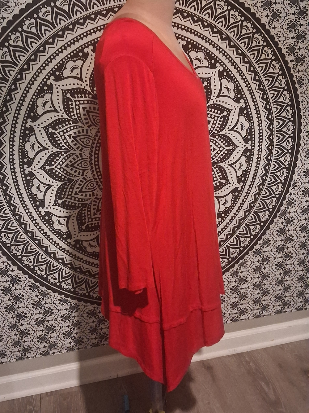 Rafaella Red Scoop Neck Tunic with Ring Accent - Picture 5 of 6